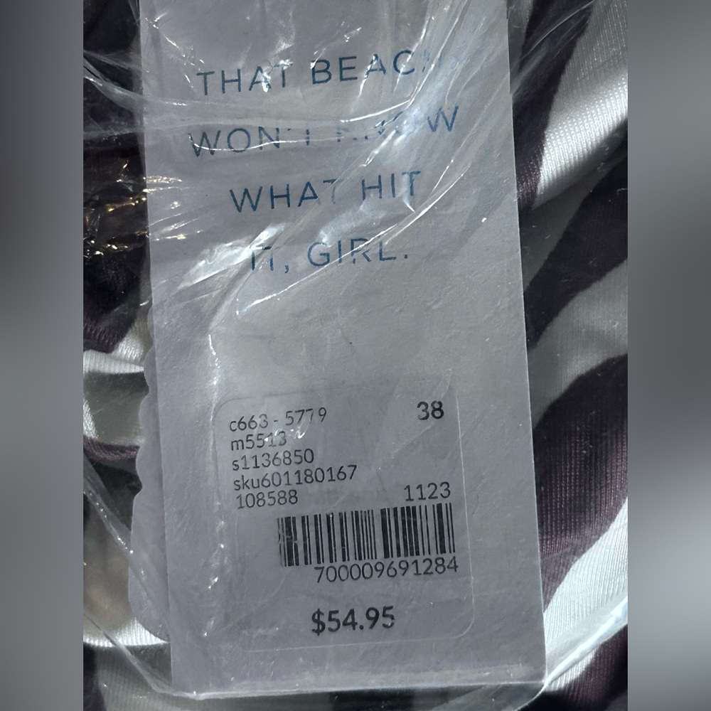 Lane Bryant zebra stripe side slit swim skirt, super plus sizes - Picture 11 of 13